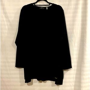 Tahari womens black lightweight long sweater size 2X Scandinavian minimalist